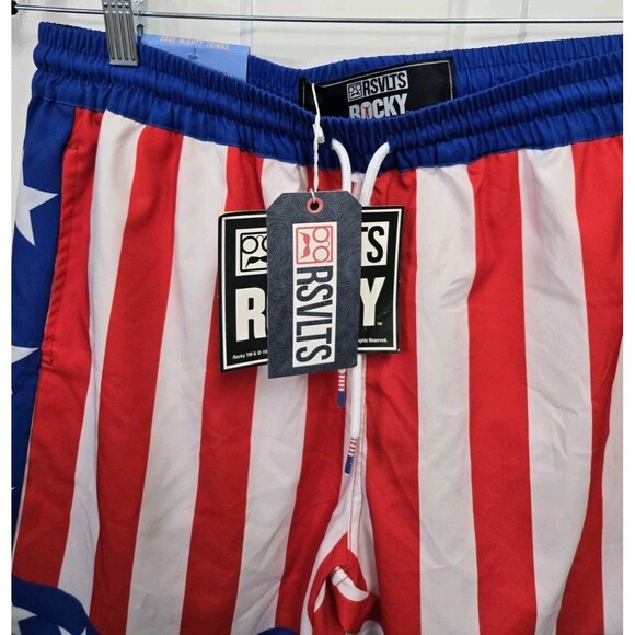 RSVLTS Rocky Shorts Mens Large Apollo Creed USA Flag Red White Blue Patriotic - Picture 1 of 4